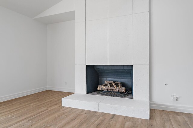 room details with a fireplace and hardwood / wood-style floors