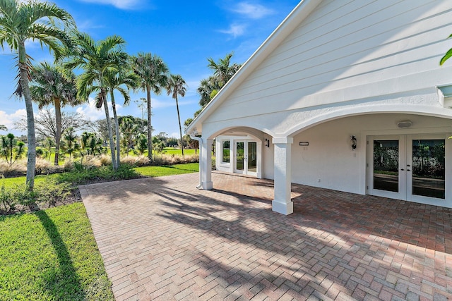 view of patio featuring french doors