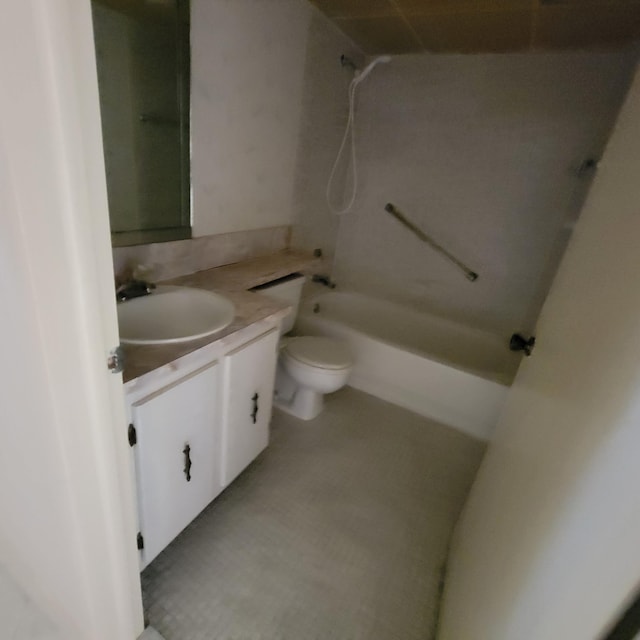 full bathroom with vanity, toilet, and shower / washtub combination