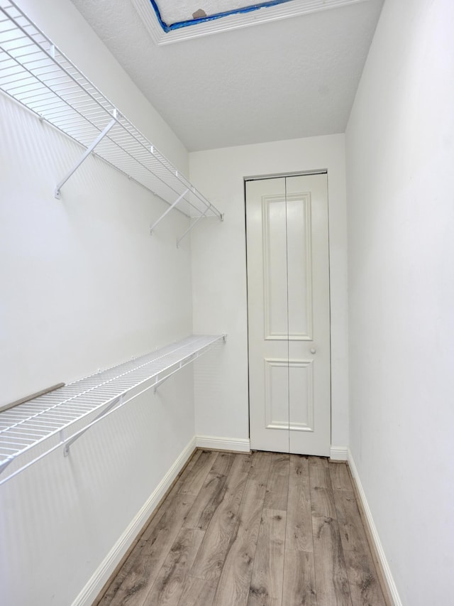 walk in closet featuring light hardwood / wood-style floors