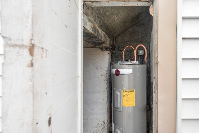 utility room with electric water heater