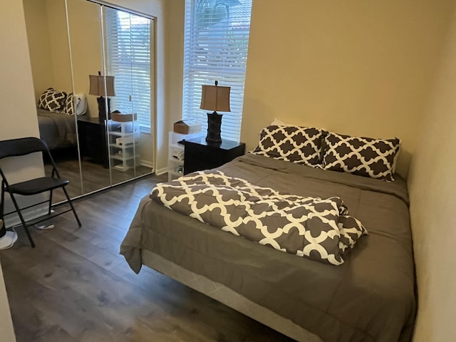 bedroom featuring dark hardwood / wood-style flooring