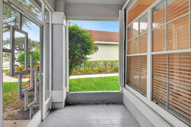 view of unfurnished sunroom