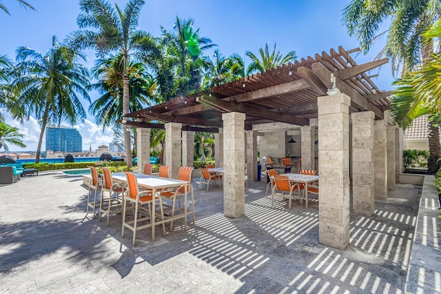 view of patio / terrace featuring a pergola