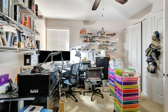 office space with ceiling fan