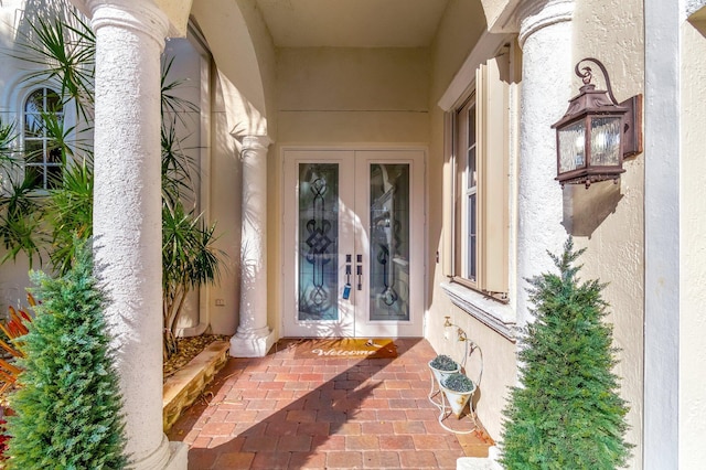 doorway to property featuring french doors