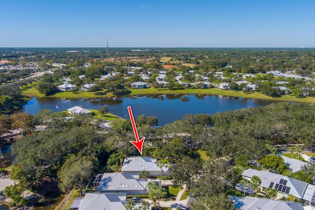 bird's eye view featuring a water view