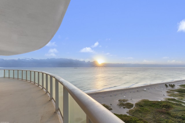 property view of water featuring a view of the beach