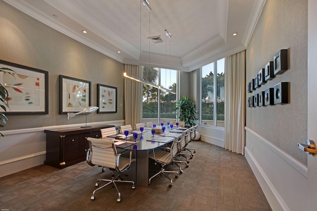 dining room with ornamental molding