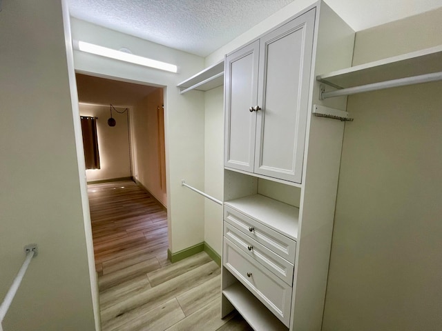 spacious closet featuring light wood-type flooring