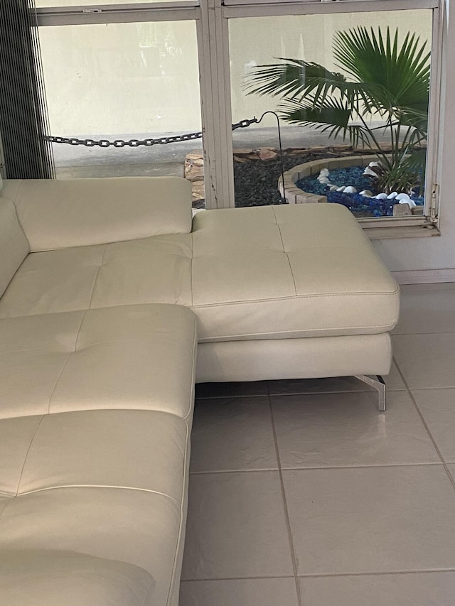 living room featuring tile patterned floors