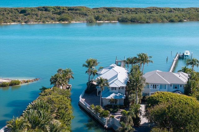 bird's eye view featuring a water view