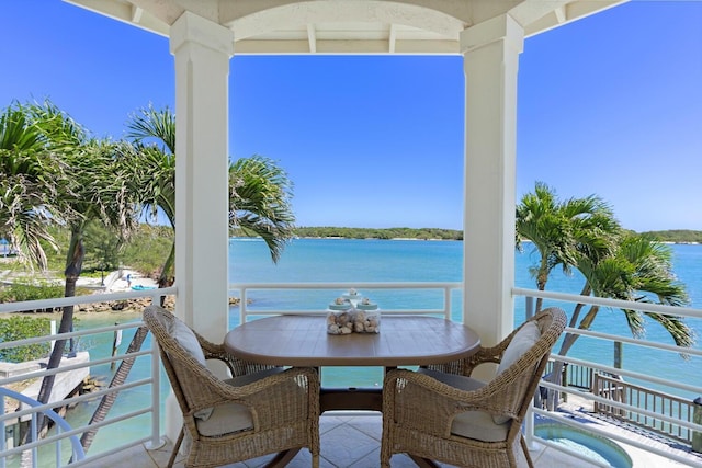 balcony with a water view