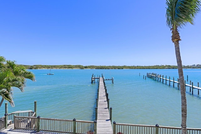 view of dock featuring a water view