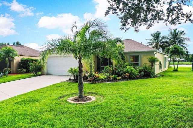 view of front facade featuring a garage and a front yard