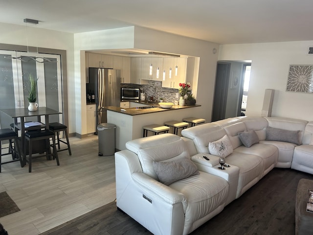 living room featuring wood-type flooring