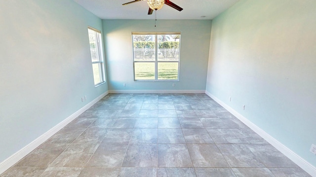 unfurnished room featuring ceiling fan