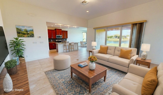 view of tiled living room