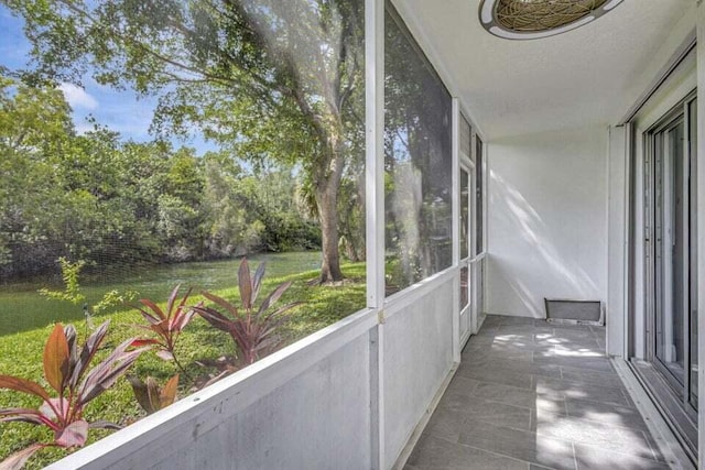 view of unfurnished sunroom