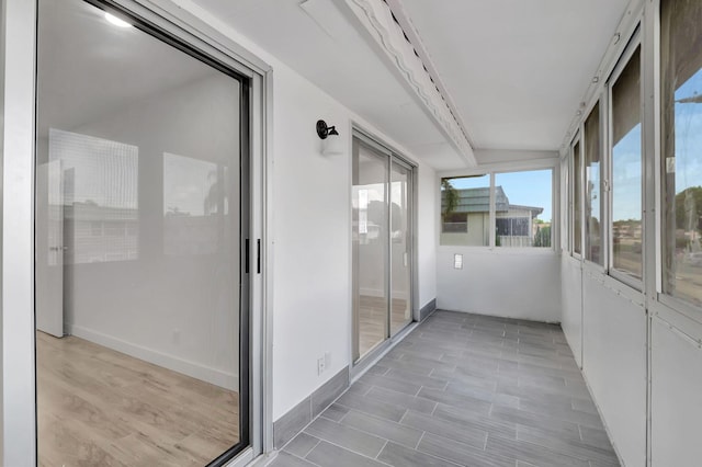 view of unfurnished sunroom