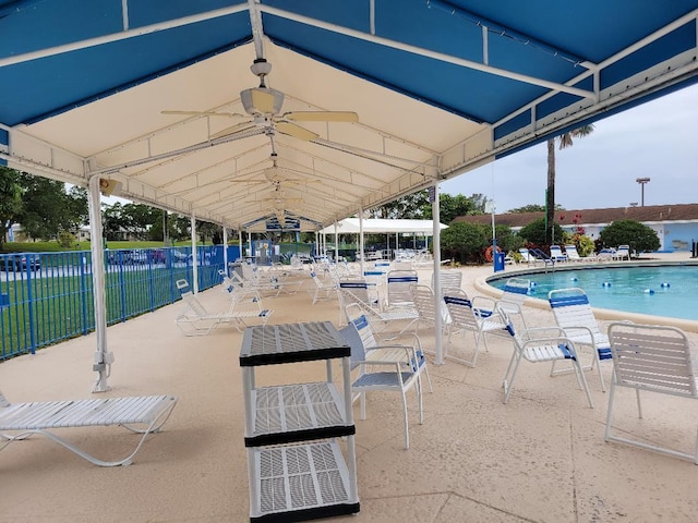 view of swimming pool with a patio area