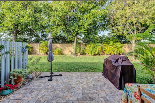 view of patio with area for grilling