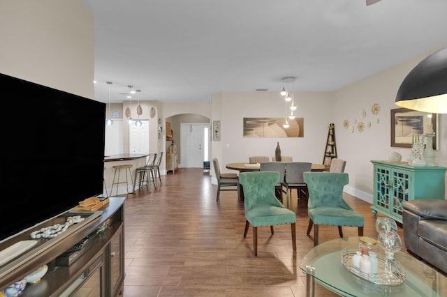 living room with hardwood / wood-style flooring