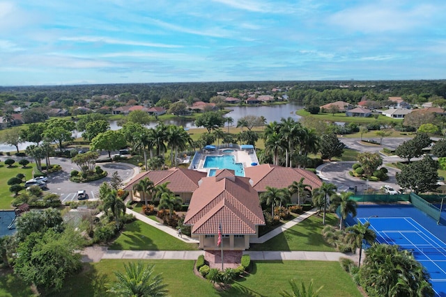 bird's eye view featuring a water view