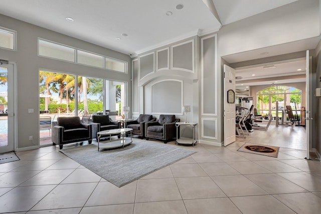 view of tiled living room