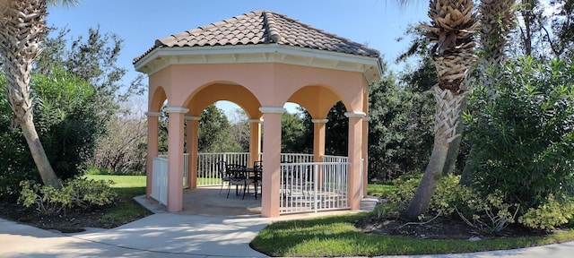 view of home's community featuring a gazebo and a patio area