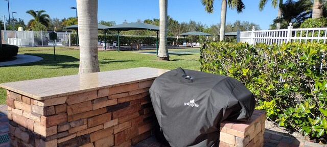 view of patio with area for grilling