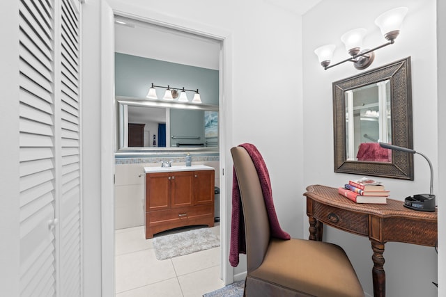 bathroom featuring tile patterned floors and vanity