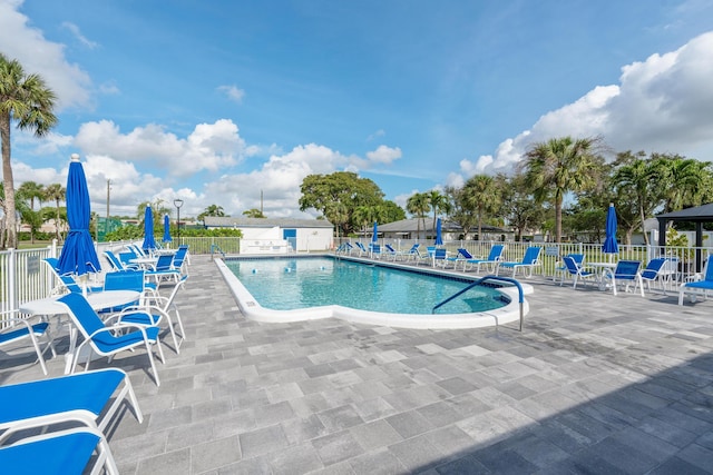 view of pool featuring a patio