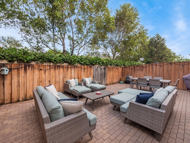 view of patio / terrace featuring an outdoor hangout area