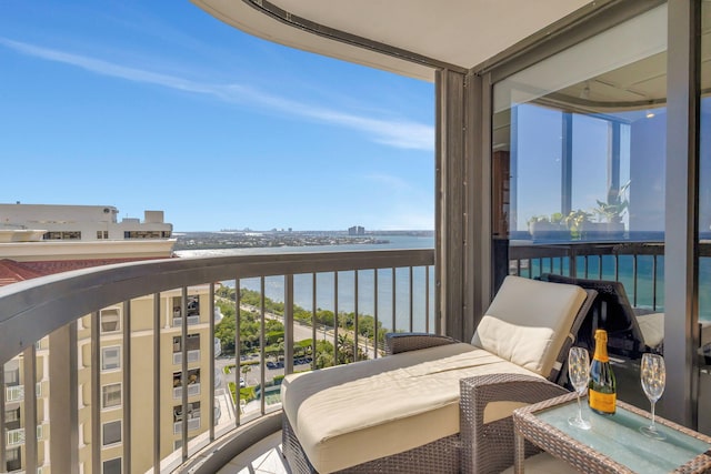 balcony with a water view