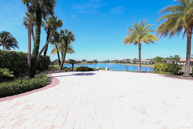 view of property's community with a water view