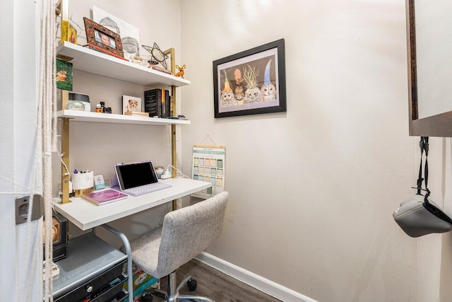 office space with hardwood / wood-style floors