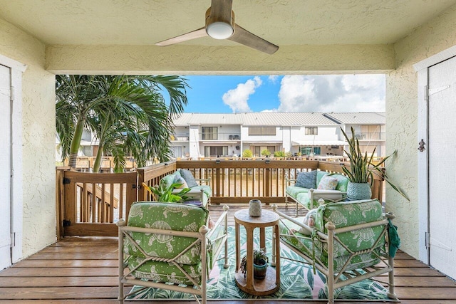 deck featuring ceiling fan