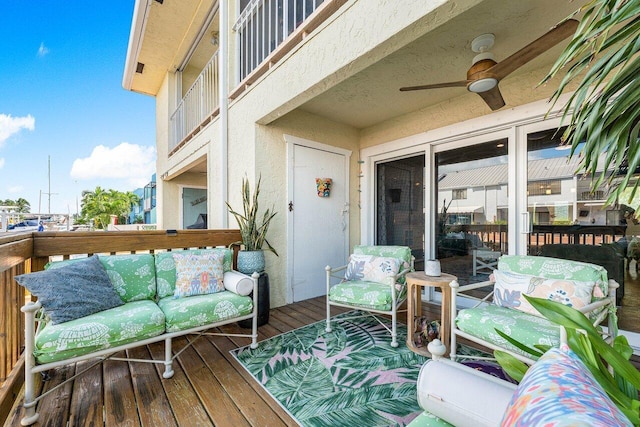 deck featuring ceiling fan