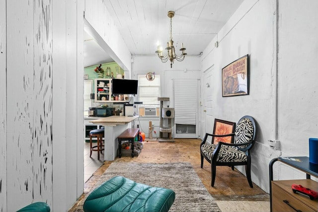 kitchen featuring a chandelier and cooling unit