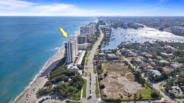 250 S Ocean 4e Blvd Unit 4-E, Boca Raton, FL 33432 - birds eye view of property featuring a beach view, a water view, and a city view