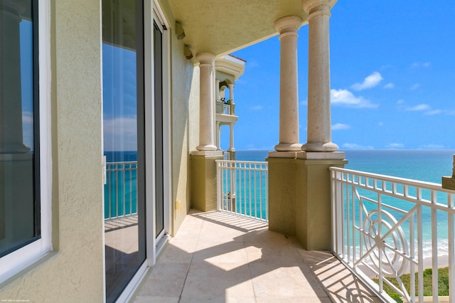 balcony with a water view