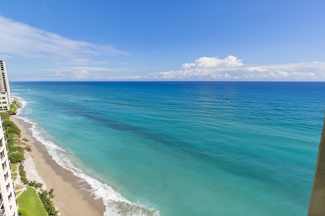 property view of water featuring a view of the beach