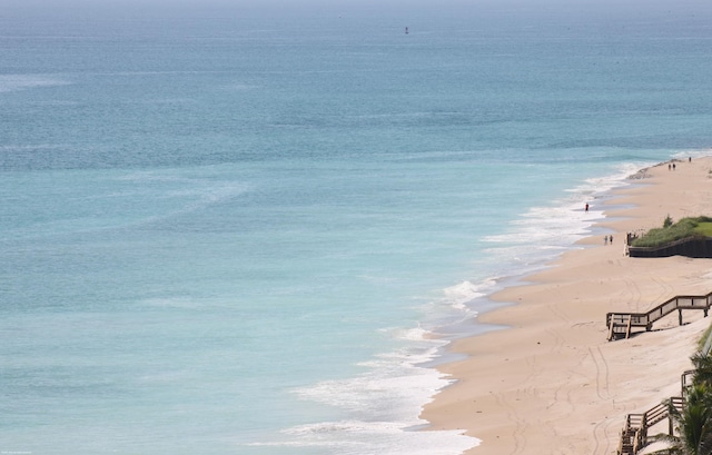 property view of water with a beach view