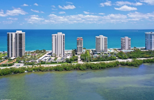 bird's eye view featuring a water view