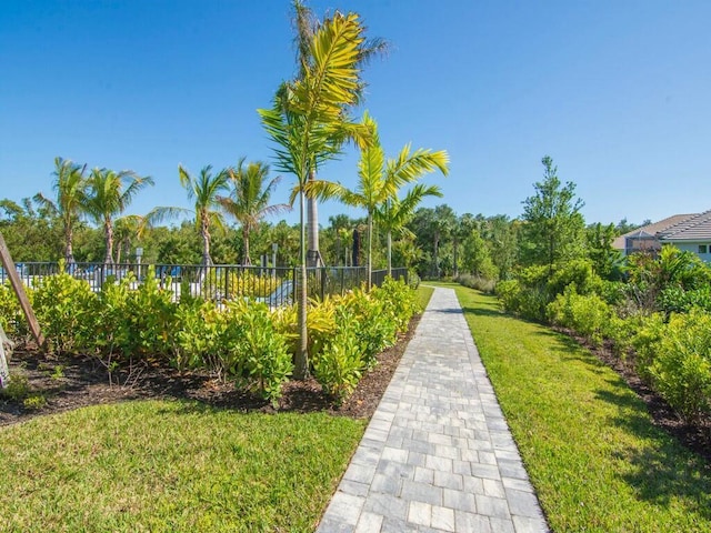 view of property's community with a yard