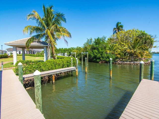 view of dock featuring a water view