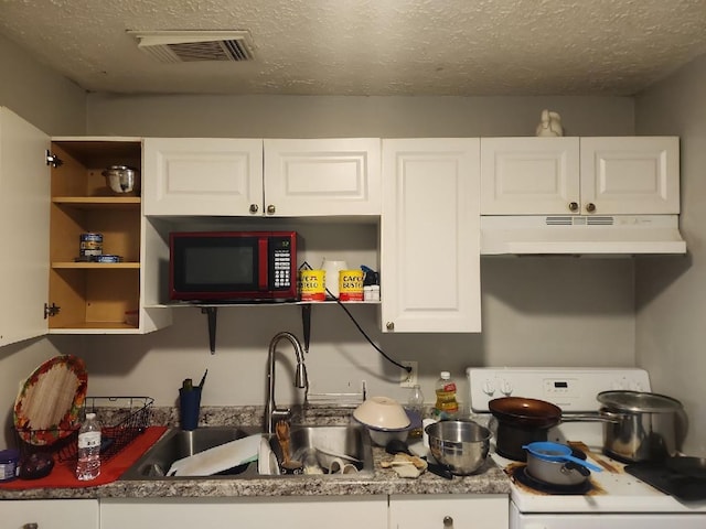 kitchen featuring white cabinetry, sink, and a textured ceiling