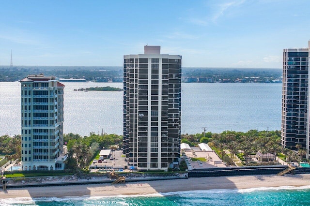 exterior space with a beach view