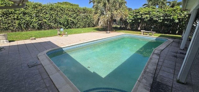 view of swimming pool with a patio area